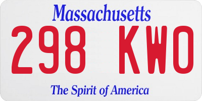 MA license plate 298KW0
