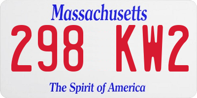 MA license plate 298KW2