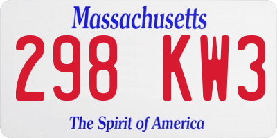 MA license plate 298KW3