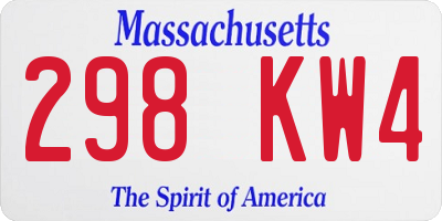 MA license plate 298KW4