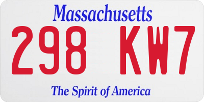 MA license plate 298KW7