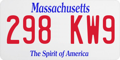 MA license plate 298KW9