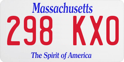 MA license plate 298KX0