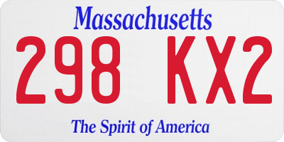 MA license plate 298KX2
