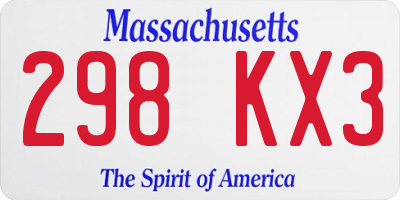 MA license plate 298KX3