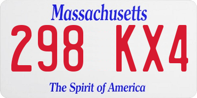 MA license plate 298KX4