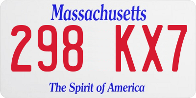 MA license plate 298KX7