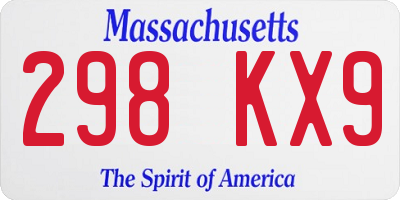 MA license plate 298KX9