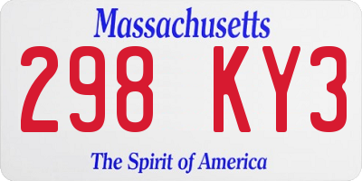 MA license plate 298KY3