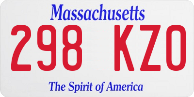 MA license plate 298KZ0