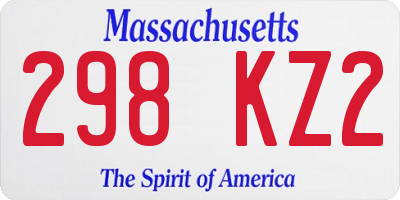 MA license plate 298KZ2