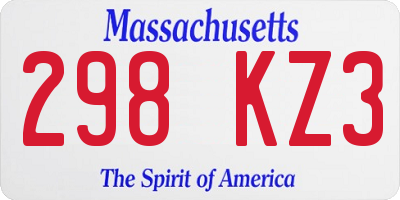 MA license plate 298KZ3