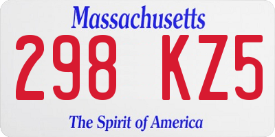 MA license plate 298KZ5