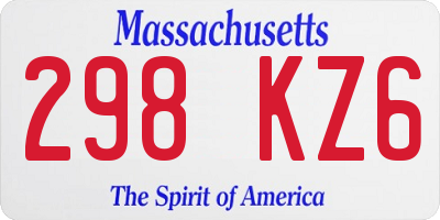 MA license plate 298KZ6