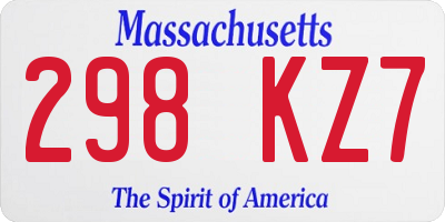 MA license plate 298KZ7