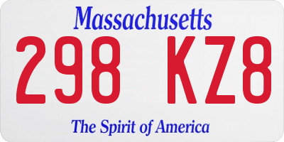 MA license plate 298KZ8