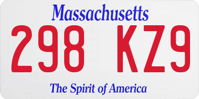 MA license plate 298KZ9