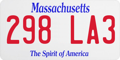 MA license plate 298LA3