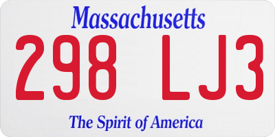 MA license plate 298LJ3