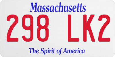 MA license plate 298LK2