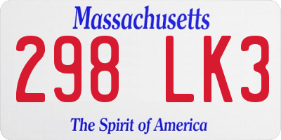 MA license plate 298LK3