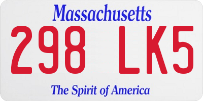 MA license plate 298LK5