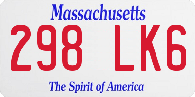 MA license plate 298LK6
