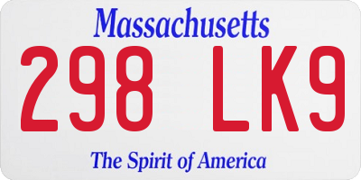 MA license plate 298LK9