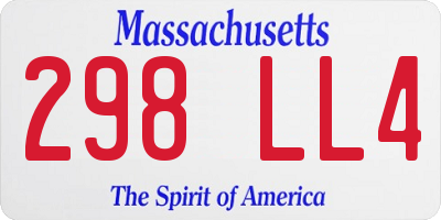 MA license plate 298LL4