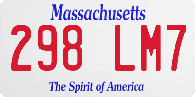 MA license plate 298LM7