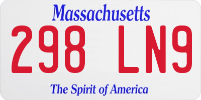 MA license plate 298LN9