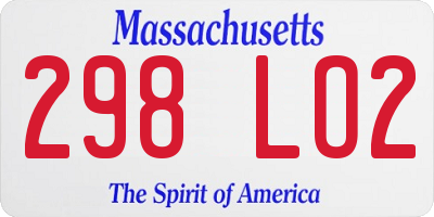 MA license plate 298LO2