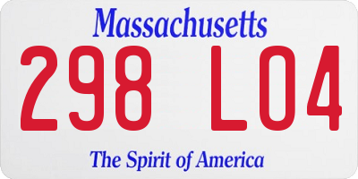 MA license plate 298LO4