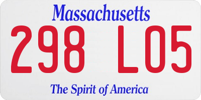 MA license plate 298LO5