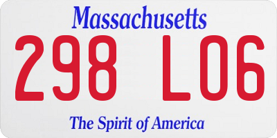 MA license plate 298LO6