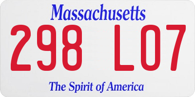 MA license plate 298LO7
