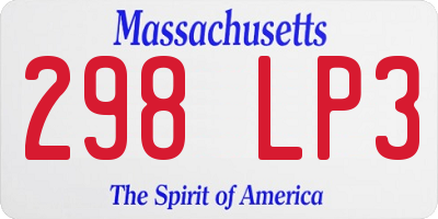 MA license plate 298LP3