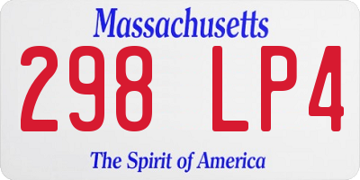 MA license plate 298LP4