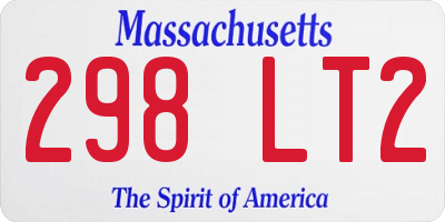 MA license plate 298LT2