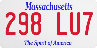 MA license plate 298LU7