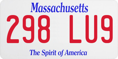 MA license plate 298LU9