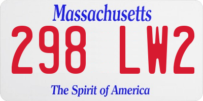 MA license plate 298LW2