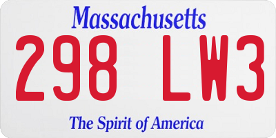 MA license plate 298LW3