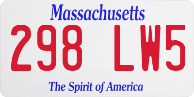 MA license plate 298LW5