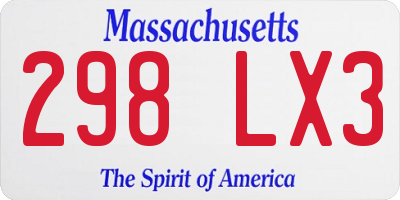 MA license plate 298LX3