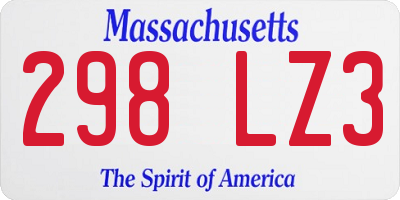 MA license plate 298LZ3