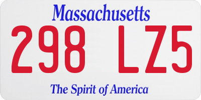 MA license plate 298LZ5