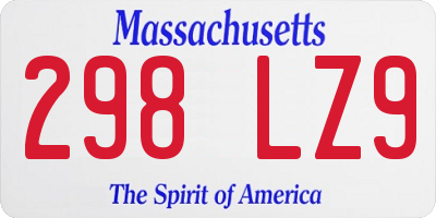 MA license plate 298LZ9
