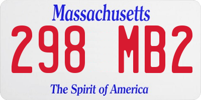 MA license plate 298MB2