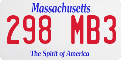 MA license plate 298MB3